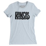 Kansas State Shape Text Women's T-Shirt-Light Blue-Allegiant Goods Co. Vintage Sports Apparel