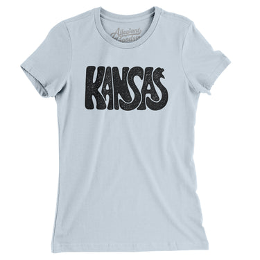Kansas State Shape Text Women's T-Shirt-Light Blue-Allegiant Goods Co. Vintage Sports Apparel