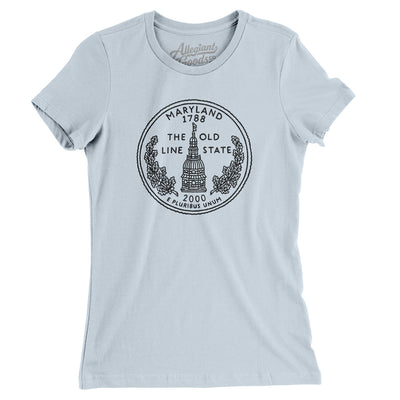 Maryland State Quarter Women's T-Shirt-Light Blue-Allegiant Goods Co. Vintage Sports Apparel