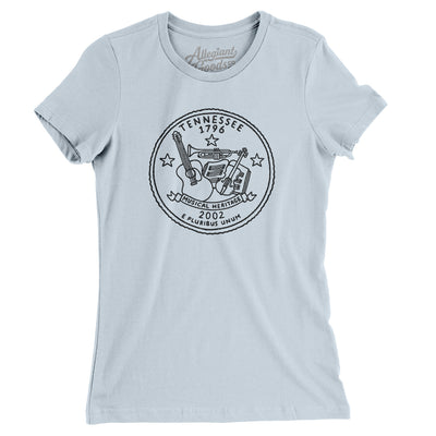 Tennessee State Quarter Women's T-Shirt-Light Blue-Allegiant Goods Co. Vintage Sports Apparel