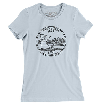 Minnesota State Quarter Women's T-Shirt-Light Blue-Allegiant Goods Co. Vintage Sports Apparel