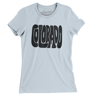 Colorado State Shape Text Women's T-Shirt-Light Blue-Allegiant Goods Co. Vintage Sports Apparel