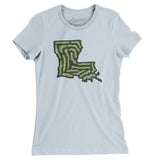 Louisiana Golf Course Map Women's T-Shirt-Light Blue-Allegiant Goods Co. Vintage Sports Apparel