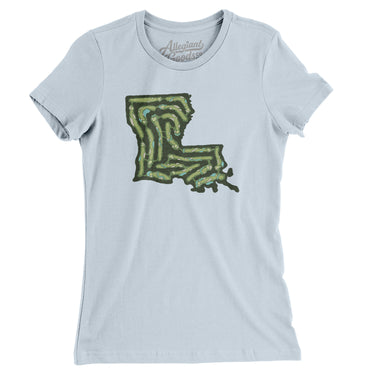 Louisiana Golf Course Map Women's T-Shirt-Light Blue-Allegiant Goods Co. Vintage Sports Apparel