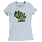 Wisconsin Golf Course Map Women's T-Shirt-Light Blue-Allegiant Goods Co. Vintage Sports Apparel