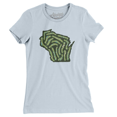 Wisconsin Golf Course Map Women's T-Shirt-Light Blue-Allegiant Goods Co. Vintage Sports Apparel