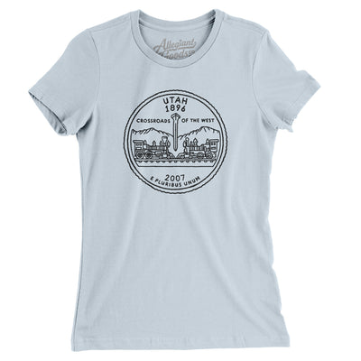 Utah State Quarter Women's T-Shirt-Light Blue-Allegiant Goods Co. Vintage Sports Apparel