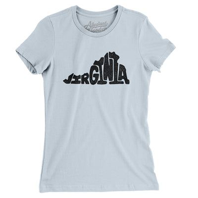 Virginia State Shape Text Women's T-Shirt-Light Blue-Allegiant Goods Co. Vintage Sports Apparel