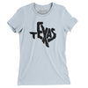 Texas State Shape Text Women's T-Shirt-Light Blue-Allegiant Goods Co. Vintage Sports Apparel