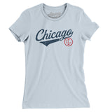 Chicago Vintage Script Women's T-Shirt-Light Blue-Allegiant Goods Co. Vintage Sports Apparel