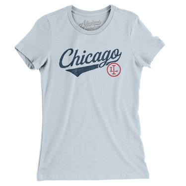 Chicago Vintage Script Women's T-Shirt-Light Blue-Allegiant Goods Co. Vintage Sports Apparel