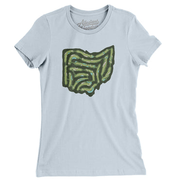 Ohio Golf Course Map Women's T-Shirt-Light Blue-Allegiant Goods Co. Vintage Sports Apparel