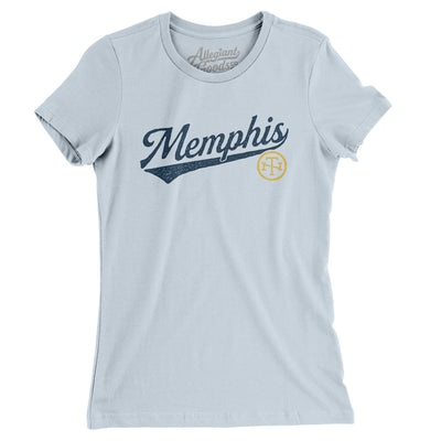 Memphis Vintage Script Women's T-Shirt-Light Blue-Allegiant Goods Co. Vintage Sports Apparel