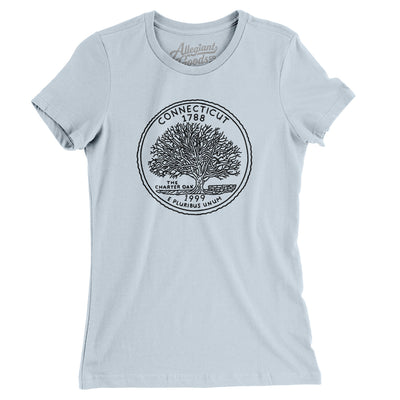 Connecticut State Quarter Women's T-Shirt-Light Blue-Allegiant Goods Co. Vintage Sports Apparel