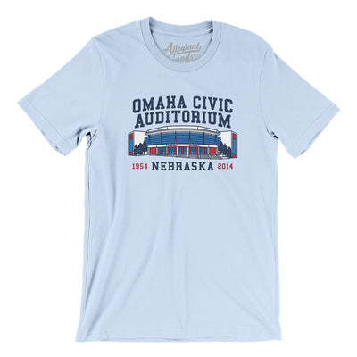 Omaha Civic Auditorium Men/Unisex T-Shirt-Light Blue-Allegiant Goods Co. Vintage Sports Apparel