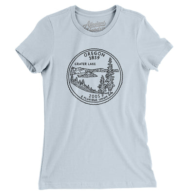 Oregon State Quarter Women's T-Shirt-Light Blue-Allegiant Goods Co. Vintage Sports Apparel