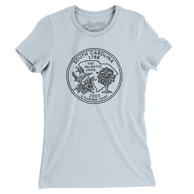 South Carolina State Quarter Women's T-Shirt-Light Blue-Allegiant Goods Co. Vintage Sports Apparel