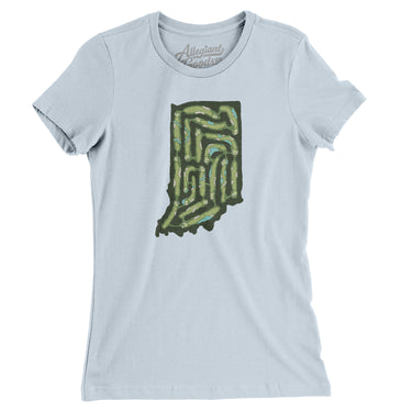 Indiana Golf Course Map Women's T-Shirt-Light Blue-Allegiant Goods Co. Vintage Sports Apparel