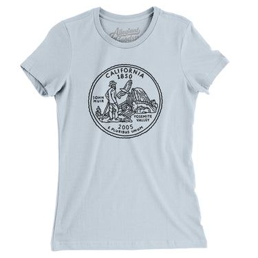 California State Quarter Women's T-Shirt-Light Blue-Allegiant Goods Co. Vintage Sports Apparel