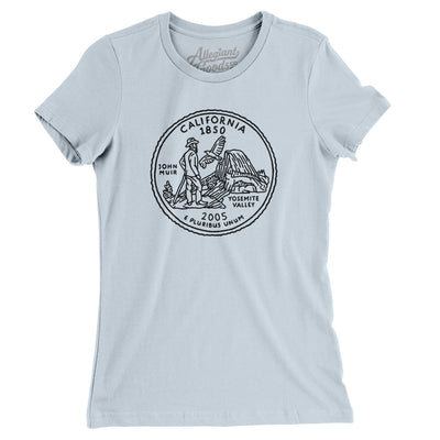 California State Quarter Women's T-Shirt-Light Blue-Allegiant Goods Co. Vintage Sports Apparel
