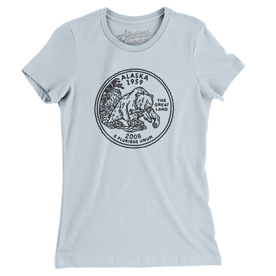 Alaska State Quarter Women's T-Shirt-Light Blue-Allegiant Goods Co. Vintage Sports Apparel