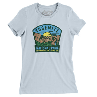 Yosemite National Park Badge Women's T-Shirt-Light Blue-Allegiant Goods Co. Vintage Sports Apparel