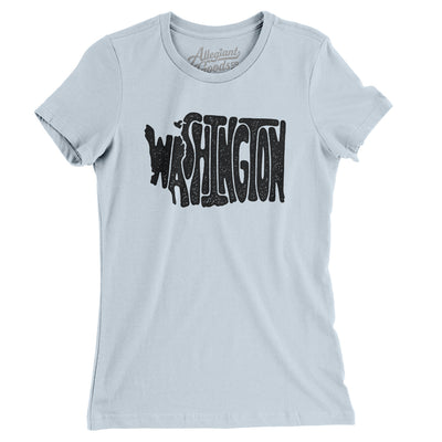 Washington State Shape Text Women's T-Shirt-Light Blue-Allegiant Goods Co. Vintage Sports Apparel