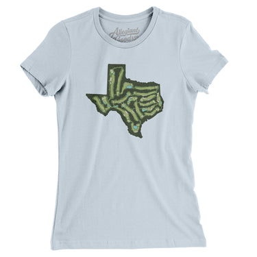 Texas Golf Course Map Women's T-Shirt-Light Blue-Allegiant Goods Co. Vintage Sports Apparel
