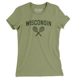 Wisconsin Tennis Women's T-Shirt-Light Olive-Allegiant Goods Co. Vintage Sports Apparel