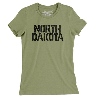 North Dakota Military Stencil Women's T-Shirt-Allegiant Goods Co. Vintage Sports Apparel