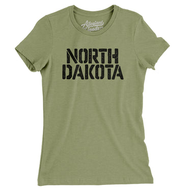 North Dakota Military Stencil Women's T-Shirt-Allegiant Goods Co. Vintage Sports Apparel