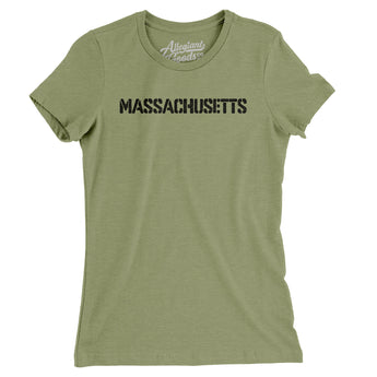 Massachusetts Military Stencil Women's T-Shirt-Allegiant Goods Co. Vintage Sports Apparel