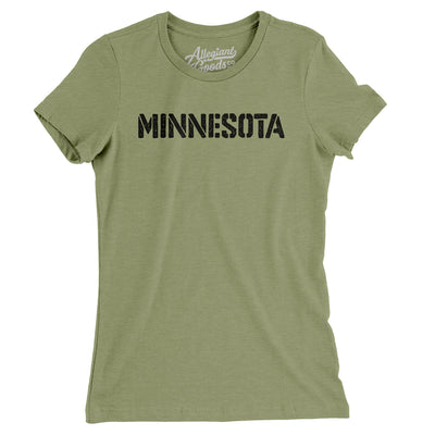 Minnesota Military Stencil Women's T-Shirt-Light Olive-Allegiant Goods Co. Vintage Sports Apparel