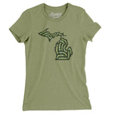 Michigan Golf Course Map Women's T-Shirt-Light Olive-Allegiant Goods Co. Vintage Sports Apparel