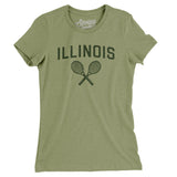 Illinois Tennis Women's T-Shirt-Light Olive-Allegiant Goods Co. Vintage Sports Apparel
