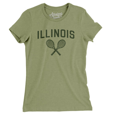 Illinois Tennis Women's T-Shirt-Light Olive-Allegiant Goods Co. Vintage Sports Apparel
