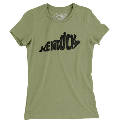 Kentucky State Shape Text Women's T-Shirt-Light Olive-Allegiant Goods Co. Vintage Sports Apparel