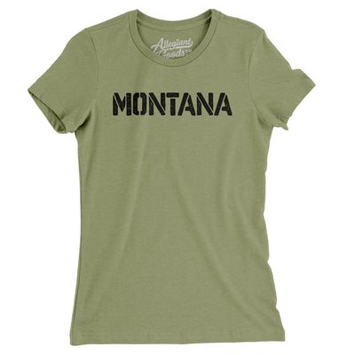 Montana Military Stencil Women's T-Shirt-Light Olive-Allegiant Goods Co. Vintage Sports Apparel