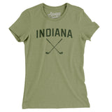Indiana Golf Women's T-Shirt-Light Olive-Allegiant Goods Co. Vintage Sports Apparel