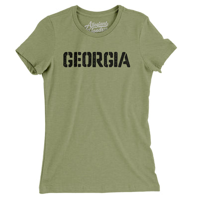 Georgia Military Stencil Women's T-Shirt-Light Olive-Allegiant Goods Co. Vintage Sports Apparel