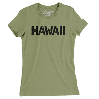 Hawaii Military Stencil Women's T-Shirt-Light Olive-Allegiant Goods Co. Vintage Sports Apparel