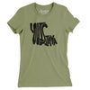 Louisiana State Shape Text Women's T-Shirt-Light Olive-Allegiant Goods Co. Vintage Sports Apparel