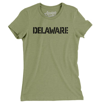 Delaware Military Stencil Women's T-Shirt-Allegiant Goods Co. Vintage Sports Apparel