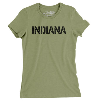 Indiana Military Stencil Women's T-Shirt-Allegiant Goods Co. Vintage Sports Apparel