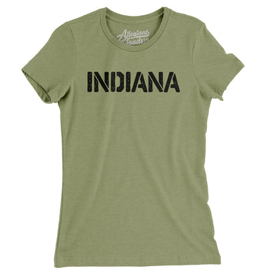 Indiana Military Stencil Women's T-Shirt-Light Olive-Allegiant Goods Co. Vintage Sports Apparel