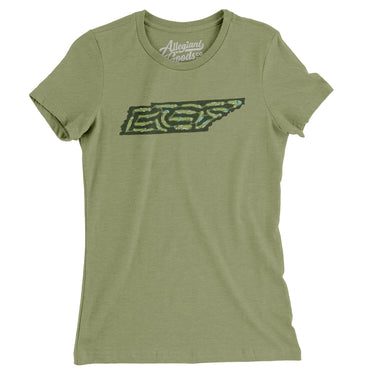 Tennessee Golf Course Map Women's T-Shirt-Light Olive-Allegiant Goods Co. Vintage Sports Apparel