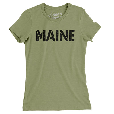 Maine Military Stencil Women's T-Shirt-Light Olive-Allegiant Goods Co. Vintage Sports Apparel