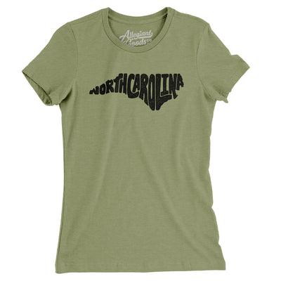 North Carolina State Shape Text Women's T-Shirt-Light Olive-Allegiant Goods Co. Vintage Sports Apparel
