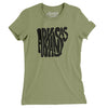 Arkansas State Shape Text Women's T-Shirt-Light Olive-Allegiant Goods Co. Vintage Sports Apparel