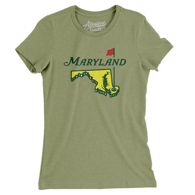 Maryland Golf Women's T-Shirt-Light Olive-Allegiant Goods Co. Vintage Sports Apparel